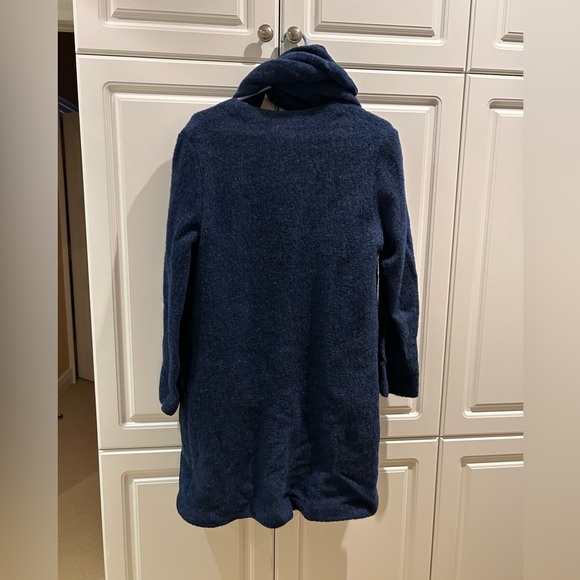 Holt Renfrew Blue Wool Sweater Coat Size Small With Matching Scarf - Picture 3 of 4